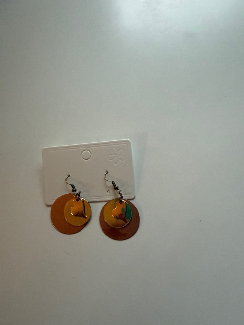 D6 Bronze and Gold Disc Drop Earrings